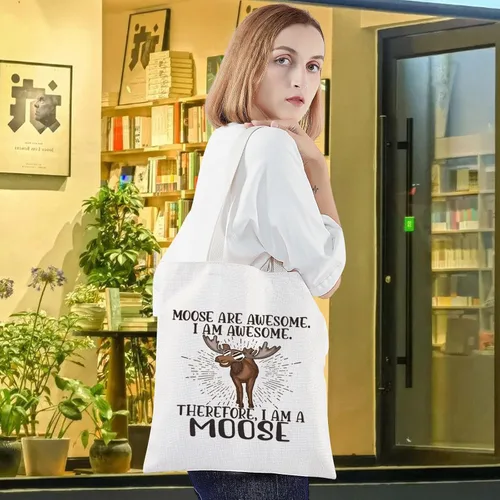 Miniatura 5 de LEVLO Bolsa de maquillaje cosmético de alce - Bolsa con cremallera para fanáticos de alce, Bolso con texto "I Am a Moose