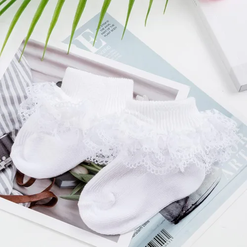 Miniatura 5 de BQUBO - Calcetines para bebés y niñas calcetines de encaje con volantes calcetines para recién nacidoniños pequeños calcetines con ojales calcetines