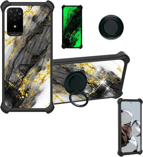 Miniatura 24 de Aroepurt Cricket Ovation 2 - Funda compatible con AT&T Maestro Max (2021) [PC duro + silicona suave] [purpurina dorada + luminosa] JSH-HDL