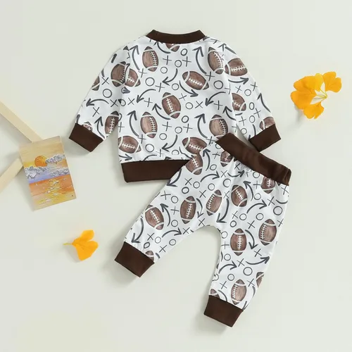 Miniatura 3 de BeQeuewll Ropa para bebé niño de otoño e invierno, 2 piezas, bloque de color, sudadera y pantalones con cuello redondo