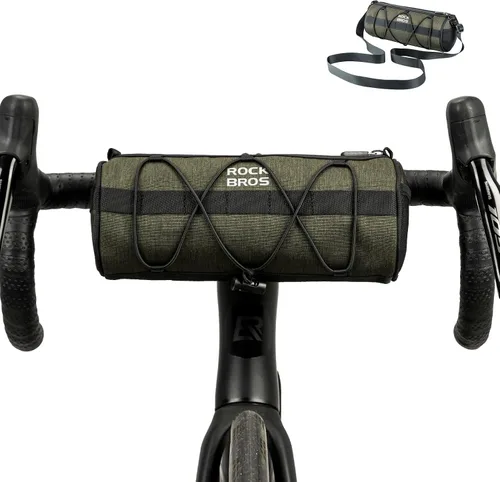 Miniatura 9 de ROCKBROS - Bolsa para manillar de bicicleta pequeña, bolsa de barra de bicicleta práctica, bolsas delanteras de bicicleta, bolsa de almacenamiento
