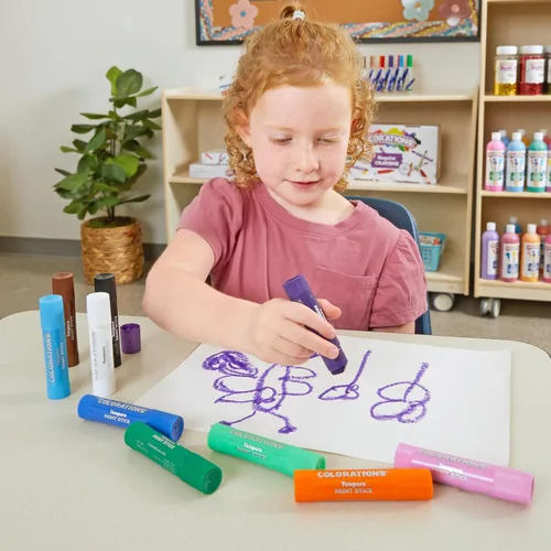 Miniatura 7 de Juego de 12 barras de pintura al témpera, sin desorden, no tóxico, de secado rápido, colores vibrantes, pintura para niños, pintura, arte