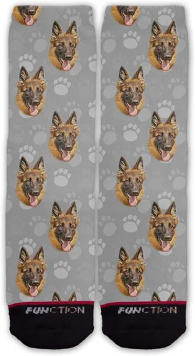 Función calcetines de moda con cara de perro pastor alemán, patrón de cabeza, colores para cachorros