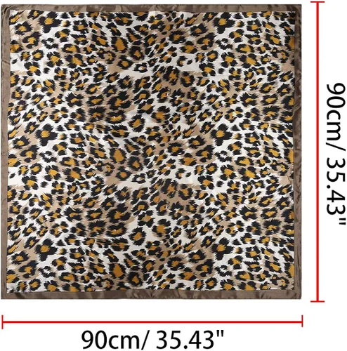 Miniatura 3 de Allegra K Pañuelos cuadrados con estampado de leopardo para mujer, pañuelo y cuello