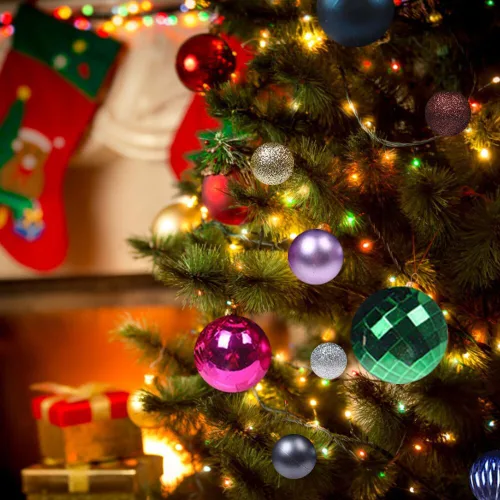 Miniatura 2 de 36 adornos de bolas de Navidad de oro rosa, bolas de Navidad de 1.6 pulgadas, bolas de plástico colgantes decorativas para Navidad, fiestas