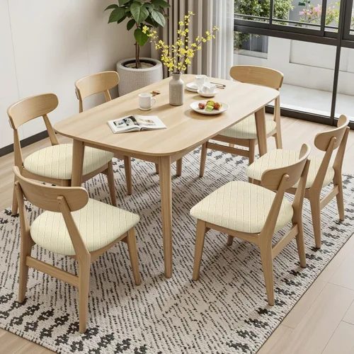 Miniatura 2 de SearchI Juego de 6 fundas de asiento para sillas de comedor, fundas de asiento elásticas de jacquard para sillas, extraíbles y lavables, fundas