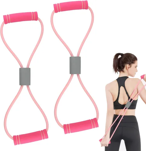 Saludea - Banda de resistencia, 2 unidades con asas, figura 8, banda de resistencia, cuerda de tracción para entrenamiento de cuerpo completo,