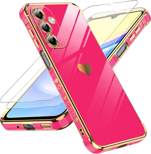 Miniatura 29 de LeYi for Moto G 5G 2025 Case: with Tempered Glass Screen Protector [2 Pcs]+ Full Camera Lens Protection,Love Heart Plating Cute Luxury Soft TPU