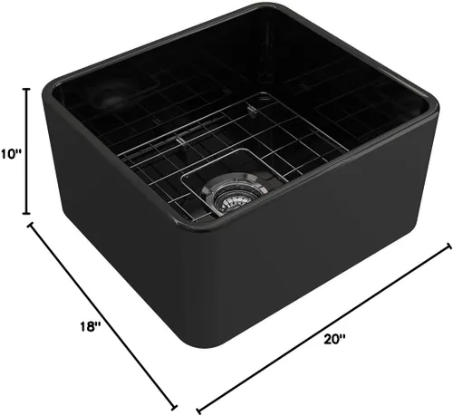 Miniatura 9 de BOCCHI Classico Farmhouse Fregadero de cocina de arcilla refractaria con frente de delantal de 20 pulgadas, un solo tazón con rejilla protectora