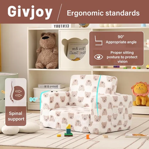 Miniatura 4 de Sofá para niños pequeños, silla para niños, sofá para niños con bolsillos laterales que brilla en la oscuridad, sillón para niños con funda