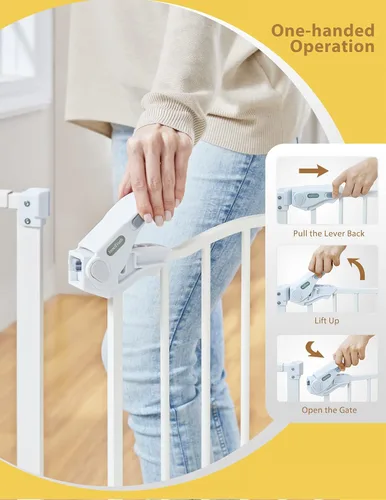 Miniatura 10 de InnoTruth Puerta de bebé de 29.5 a 40.75 pulgadas para escaleras, puertas para perros de 30 pulgadas de alto para puertas y pasillos, puerta
