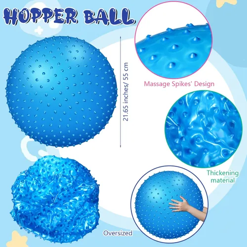 Miniatura 3 de Pelota de masaje sensorial grande con picos táctiles, bolas inflables grandes de 22 pulgadas con bomba de aire para niñas y niños, al aire libre