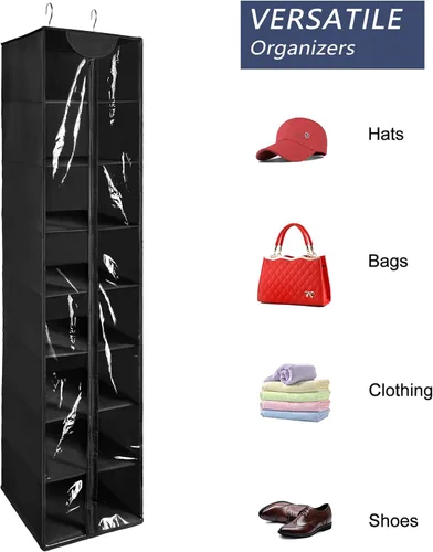 Miniatura 4 de Organizador colgante de PVC transparente de 8 niveles con cremallera, estantes de almacenamiento de suéter con cubierta, organizador de zapatos