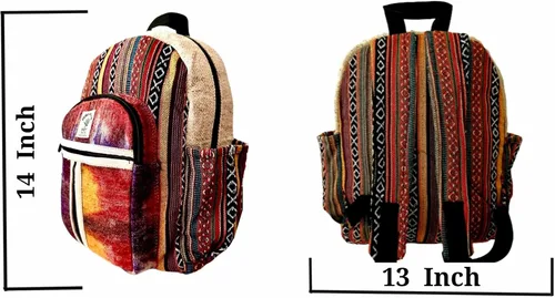 Miniatura 2 de Zillion Craft Mini mochila de cáñamo multicolor 100% natural. Mochila delgada y duradera con cremallera YKK más fuerte. Bolsa de lona Sylish