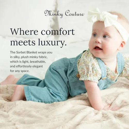 Miniatura 4 de Manta Minky Couture Sorbet - Manta Ultra Suave para Comodidad Sedosa y Suave - Manta Decorativa Premium - Tela de Peso Medio, Transpirable - Lavable