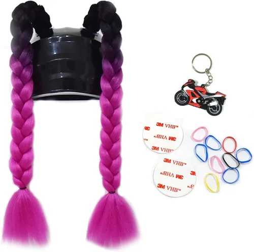 Miniatura 4 de 2 piezas de casco de coleta para motocicleta, cola de caballo, casco de bicicleta, trenzas de pelo para cualquier casco, decoración, copa