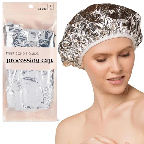 Miniatura 9 de Kitsch Gorro Térmico de Papel de Aluminio para Acondicionamiento Profundo - Gorro Reutilizable para Cabello para Coloración, Permanente