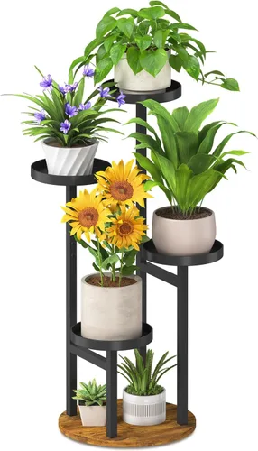 Miniatura 21 de iDavosic.ly Soporte para plantas de 3 niveles para interiores, estante de metal de esquina escalonada para múltiples flores, estante alto