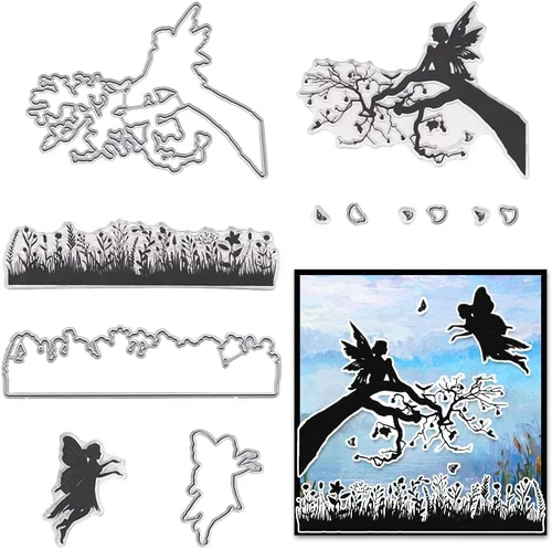Miniatura 6 de Hying Sellos transparentes y troqueles de corte para hacer tarjetas y decoraciones de álbumes de fotos, regalos, flores, sellos de goma Estilo 3