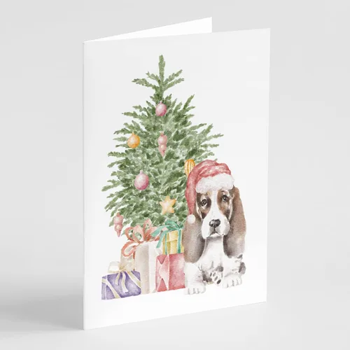 Miniatura 12 de Caroline's Treasures CK8213GCA7P Bulldog, Bulldog Inglés #2 - Tarjetas de felicitación y sobres de árbol de Navidad, paquete de 8 tarjetas en blanco