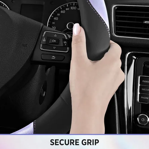Miniatura 6 de Road Comforts Funda para Volante – Funda para Volante de Cuero Transpirable, Agarre Antideslizante, Ajuste Universal de 14.5" a 15", Resistente al