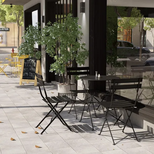 Miniatura 8 de Grand patio Juego de bistró plegable de 3 piezas, 2 sillas y 1 mesa, resistente a la intemperie para exteriores e interiores, juego de conversación