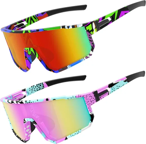 Miniatura 15 de Gafas de sol deportivas para niños, polarizadas, con protección UV400, para niños y niñas, para béisbol, softbol, ciclismo Lentes rojas con montura