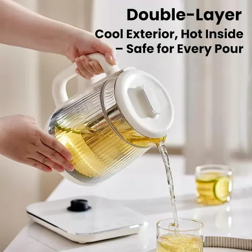 Miniatura 3 de Hervidor eléctrico de doble capa de 1,5 L con olla de estofado, olla de cristal para la salud, máquina de té de vidrio 9 en 1, panel táctil