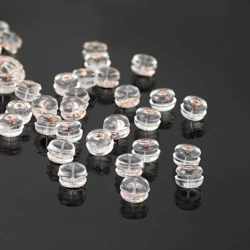 Miniatura 6 de 3 pares de respaldos de arete de silicona tricolor de repuesto Cómodos respaldos de arete de goma para tachuelas Respaldos de arete planos
