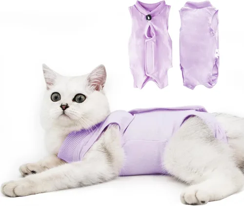 Miniatura 9 de Traje de recuperación para gatos macho y hembra, ropa suave para después de la cirugía, mono con cono protector, camisa, ropa, pañales protectores