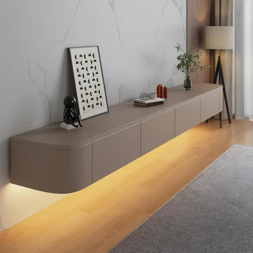 Miniatura 16 de Soporte flotante de TV - Consola multimedia montada en la pared con 2 cajones, centro de entretenimiento flotante, gabinete de TV, estante
