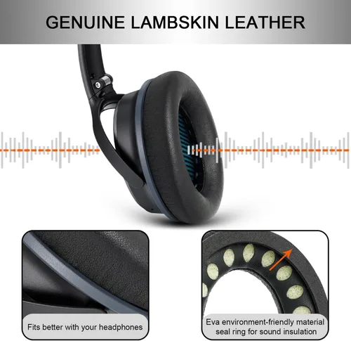 Miniatura 4 de GEVO Almohadillas de repuesto para auriculares Bose QC25, almohadillas para auriculares Bose QuietComfort QC2 QC15 Ae2 Ae2i Ae2w, piel de oveja