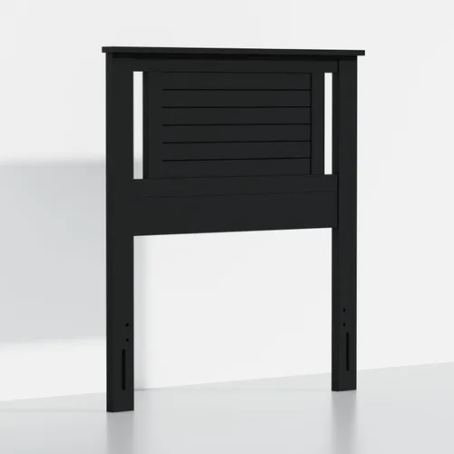 Miniatura 4 de ComfIQ Serene - Cabecero de panel de madera maciza con puntuación horizontal, tamaño individual, negro, fácil montaje, materiales de calidad