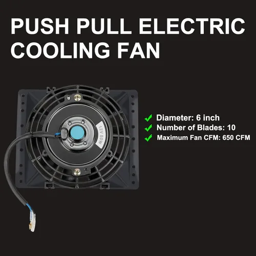 Miniatura 2 de Ventilador de enfriamiento eléctrico de empuje delgado de 6 pulgadas 650CFM Radiador Enfriador de aceite Kit de montaje universal Negro