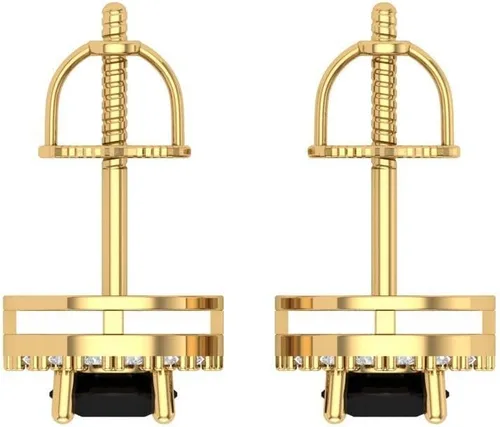 Miniatura 4 de 1.60 quilates brillante de corte redondo halo solitario impecable genuino ónix negro natural piedra preciosa VVS1 ideal par de aretes solitario