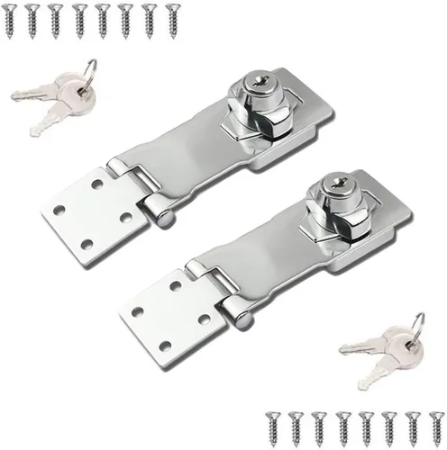 Miniatura 6 de Paquete de 2 cerrojos con llave, perilla giratoria, cerrojo de bloqueo con llave para puertas pequeñas, gabinetes y más, acero inoxidable, cerrojo