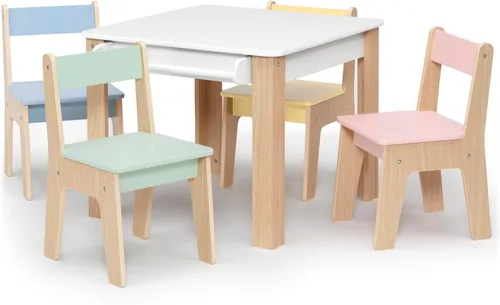 Miniatura 8 de Delta Children - Juego de mesa y 2 sillas GapKids con soporte para rollo de papel - Certificado Greenguard Gold, rosa rubor