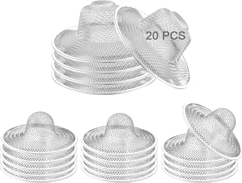 20 trampas de filtro de cesta de acero inoxidable, 2.75 pulgadas y 4.41 pulgadas, malla de drenaje para fregadero de baño, cubierta de drenaje para