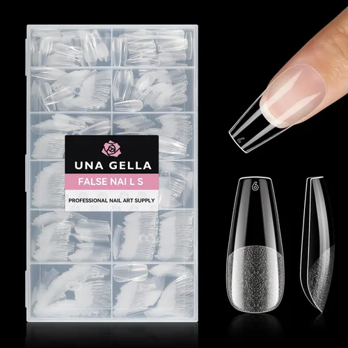 Miniatura 18 de UNA GELLA Puntas de uñas postizas extra cortas: 504 unidades de uñas cuadradas falsas preformadas XS, uñas cuadradas cortas a presión, puntas