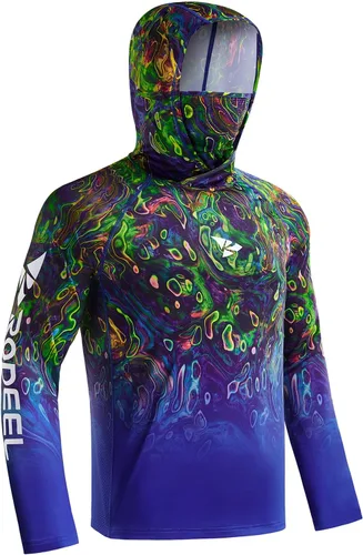 Miniatura 19 de Rodeel - Camisa de pesca para hombre con manga larga, UPF 50+, rendimiento de alto rendimiento para senderismo, con máscara, protección UV