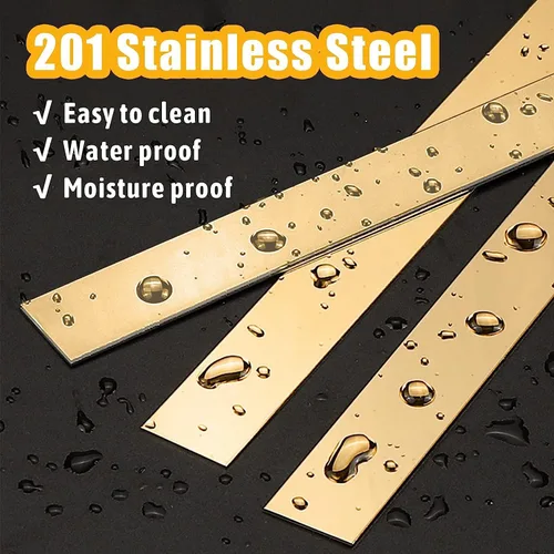 Miniatura 2 de Moldura dorada para pared, de acero inoxidable de 16.4 pies, acabado metalizado similar a un espejo, acabado flexible para techo y suelo