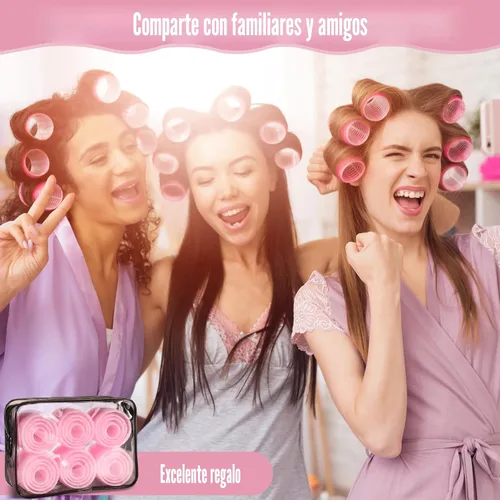 Miniatura 7 de obeoby - Juego de rodillos de autoagarre de 4 tamaños para cabello largo, corto y flequillo - 50 piezas con pinzas