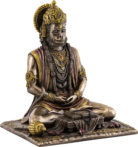 Miniatura 4 de Top Collection Hanuman - Estatua hindú de Dios de la Fuerza en bronce fundido en frío de primera calidad, figura coleccionable de 7.5 pulgadas