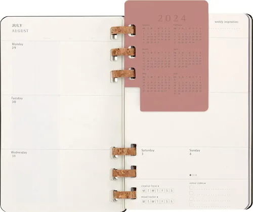 Miniatura 12 de Moleskine Agenda solar con espiral para año 2024 de 12 meses, tapa dura, grande (5 x 8.25 pulgadas), color negro