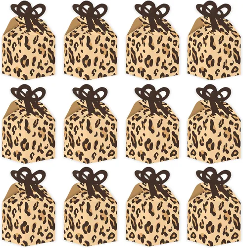 Miniatura 5 de Big Dot of Happiness Estampado de leopardo - Cajas de regalo cuadradas - Cajas de lazo para fiesta de guepardo - Juego de 12 Impresión de leopardo
