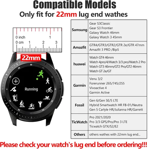 Miniatura 2 de EZMVZKU 22mm Bands for Galaxy Watch 3 45mm/Samsung Gear S3, Quickfit Stainless Steel Metal Straps for Garmin Venu 3/2/Amazfit GTR4/3/2/Huawei watch