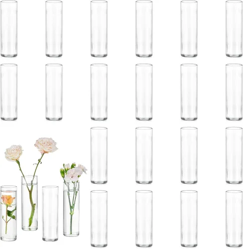 Miniatura 8 de Glasseam - Juego de 12 jarrones cilíndricos de cristal para centros de mesa, mesa de fiesta de boda, 5.9 pulgadas, decoración moderna y transparente
