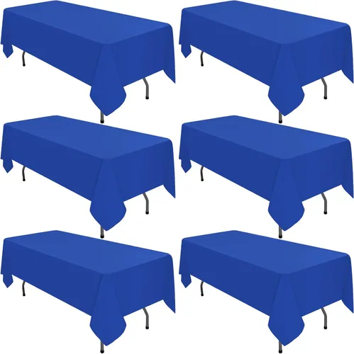 Miniatura 174 de Paquete de 10 manteles de poliéster de 60 x 102 pulgadas, manteles de poliéster beige para mesas rectangulares de 6 pies, resistentes a las manchas