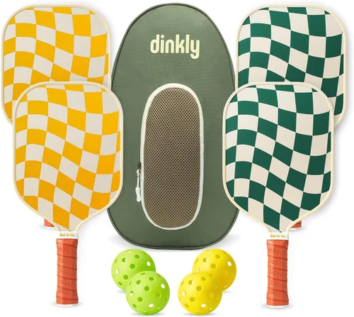 Juego de 2/4 palas de pickleball - Raqueta de pickleball de grafito/fibra de vidrio aprobada por USAPA, 2 raquetas de pickleball, 4 pelotas y 1 4