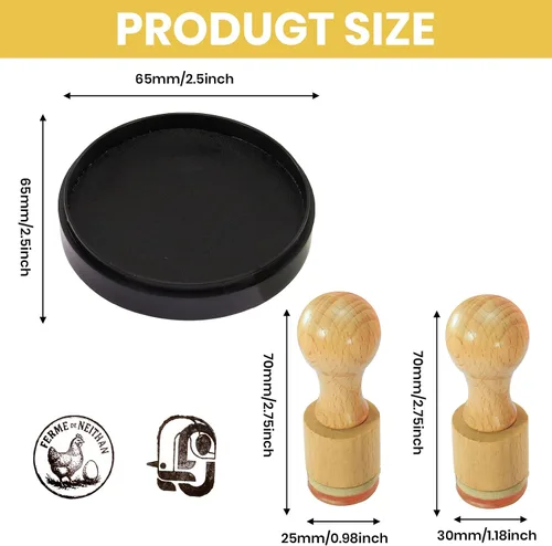 Miniatura 2 de Sello de huevo personalizado – Sellos personalizados de marca de huevos con almohadilla de tinta para huevos frescos de granja, marcadores de huevos